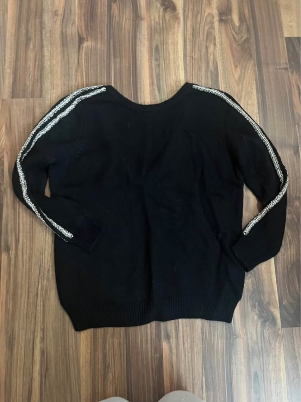 BA&SH black wool sweater with silver beading down sleeves - size XS